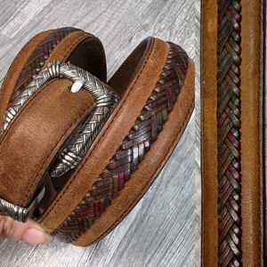 Vintage Distressed Leather Woven Brown Western Cowboy  Belt Size 36